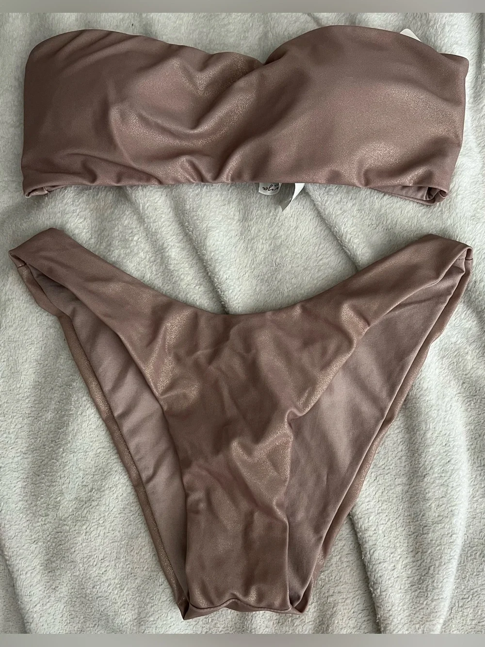 NWT Envyya Shimmery Mauve Bandeau Bikini Set